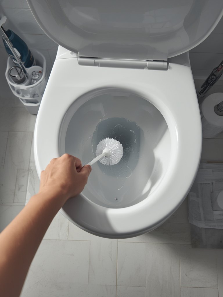 toilet brush in action