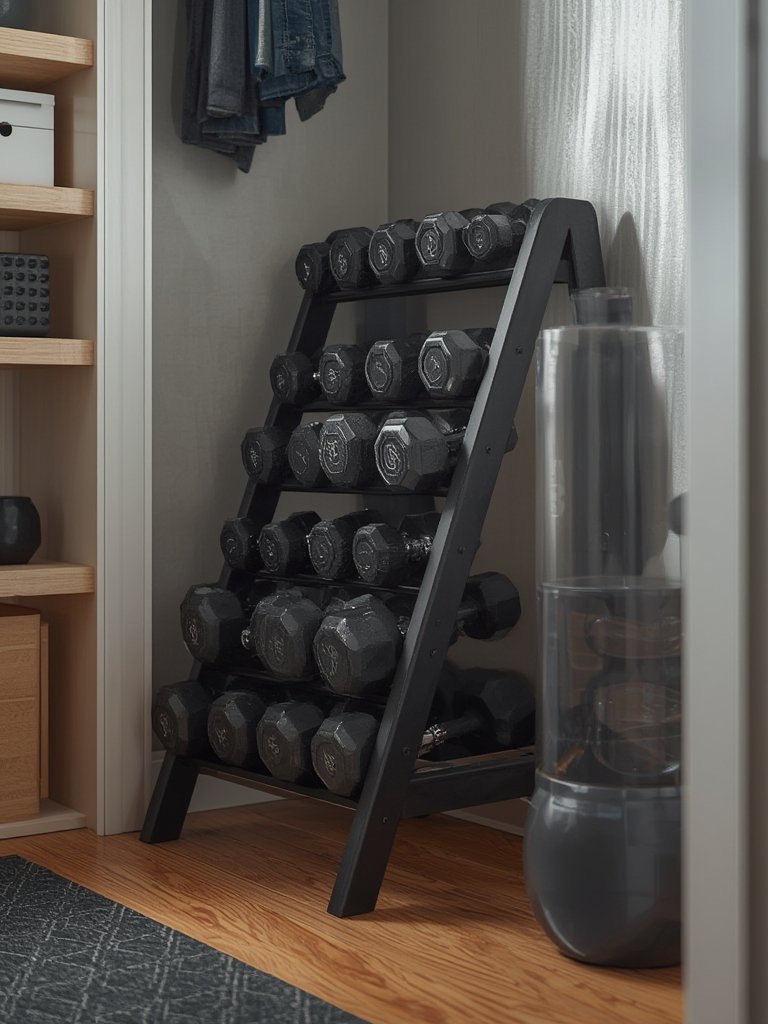 dumbbell rack in action