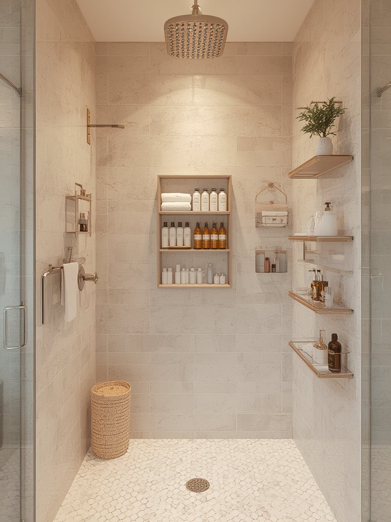 adhesive shower caddy, shower organizer no drill, shower shelves adhesive - Illustration 3