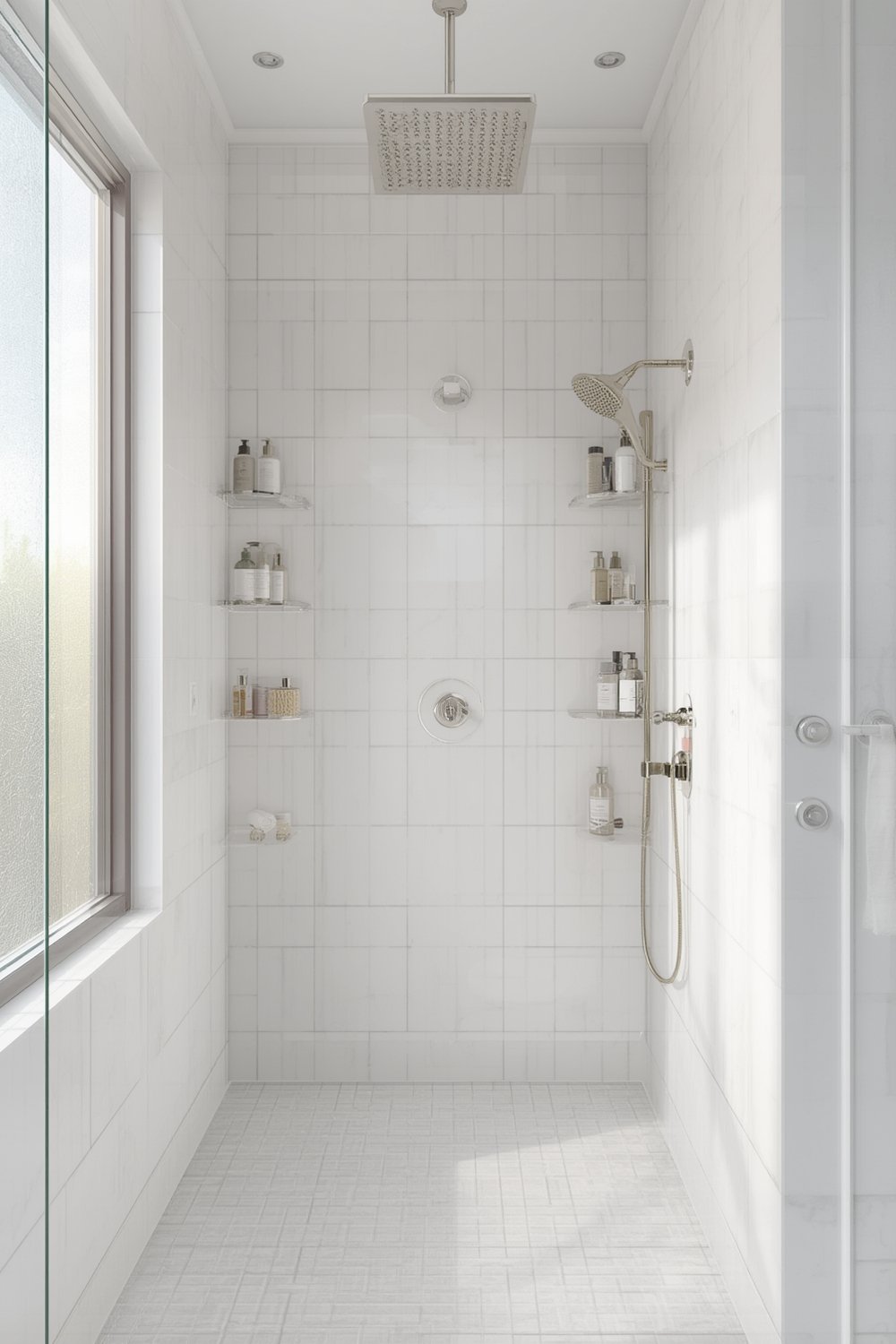 adhesive shower caddy,shower organizer no drill,shower shelves adhesive - Illustration 1