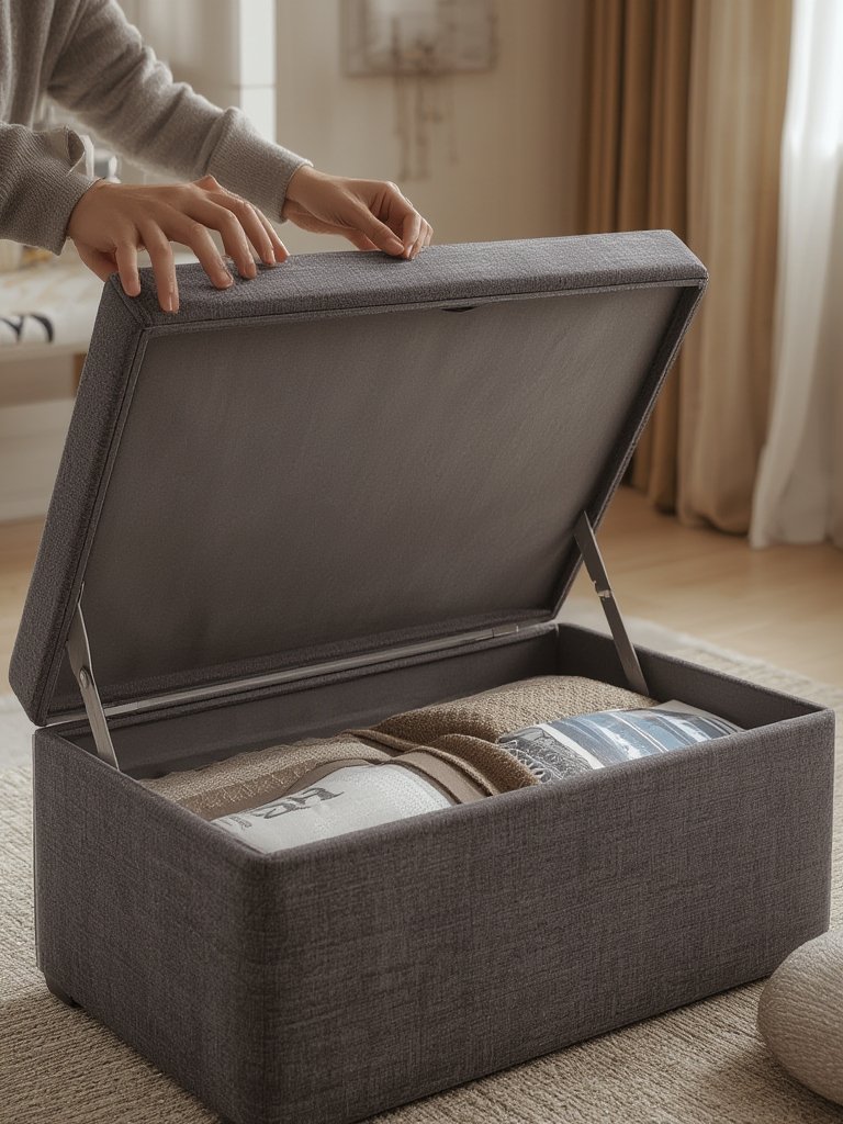 foldable storage ottoman,storage bench,storage ottoman - Illustration 2
