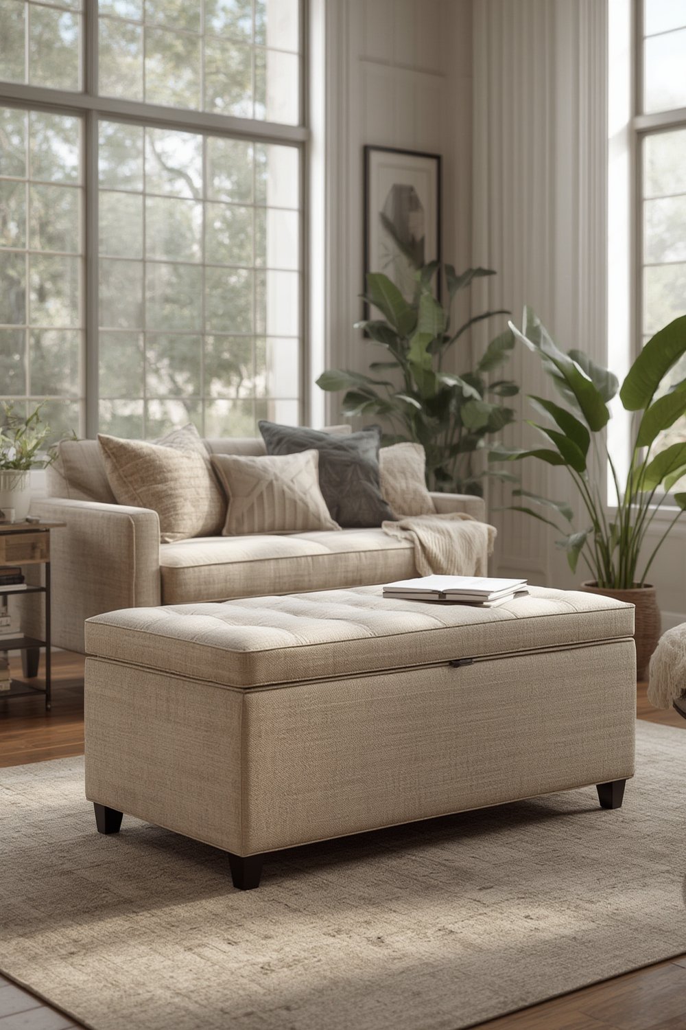 foldable storage ottoman,storage bench,storage ottoman - Illustration 1